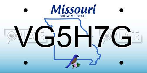 VG5H7G Missouri License Plate