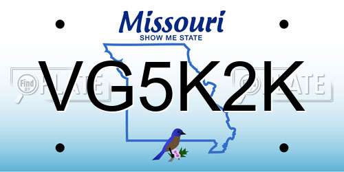 VG5K2K Missouri License Plate