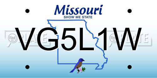 VG5L1W Missouri License Plate