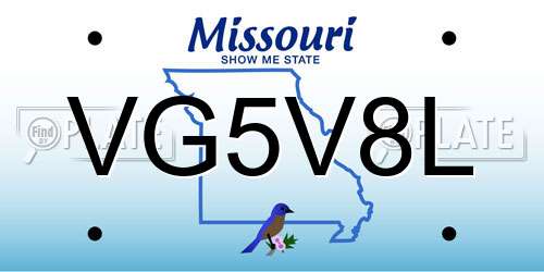 VG5V8L Missouri License Plate