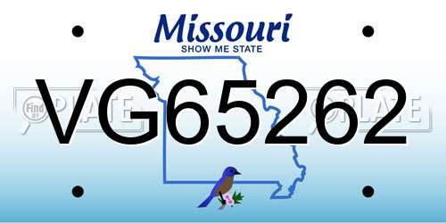 VG65262 Missouri License Plate