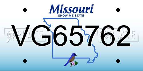 VG65762 Missouri License Plate