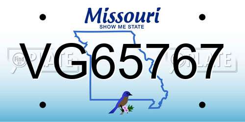 VG65767 Missouri License Plate