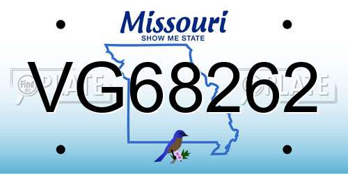 VG68262 Missouri License Plate