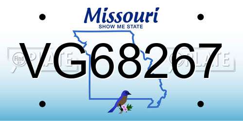 VG68267 Missouri License Plate
