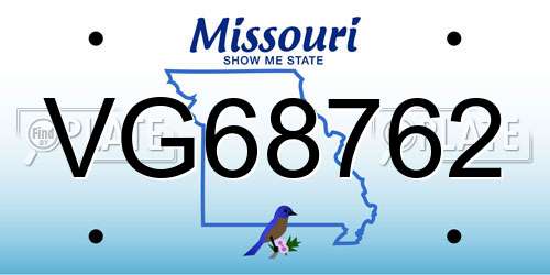 VG68762 Missouri License Plate
