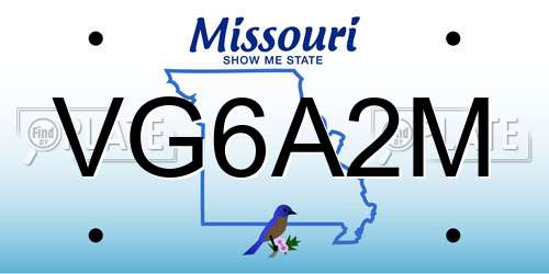 VG6A2M Missouri License Plate