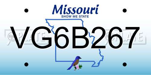 VG6B267 Missouri License Plate