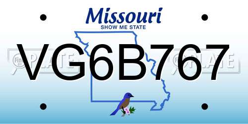 VG6B767 Missouri License Plate