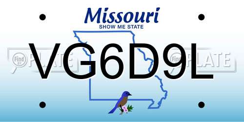 VG6D9L Missouri License Plate