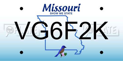 VG6F2K Missouri License Plate