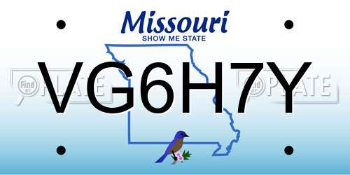 VG6H7Y Missouri License Plate