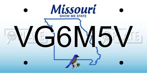 VG6M5V Missouri License Plate