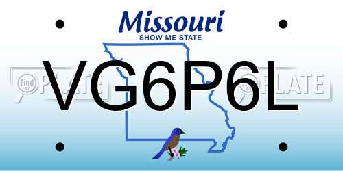 VG6P6L Missouri License Plate