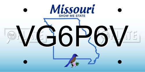 VG6P6V Missouri License Plate