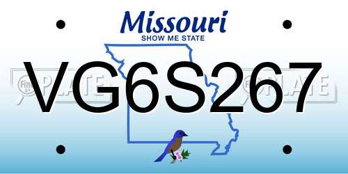 VG6S267 Missouri License Plate