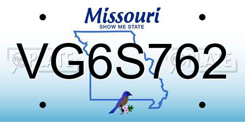 VG6S762 Missouri License Plate
