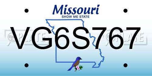 VG6S767 Missouri License Plate