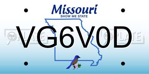 VG6V0D Missouri License Plate