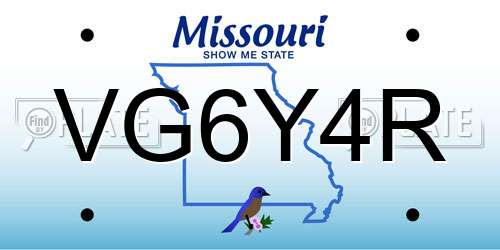VG6Y4R Missouri License Plate