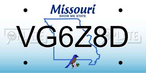 VG6Z8D Missouri License Plate