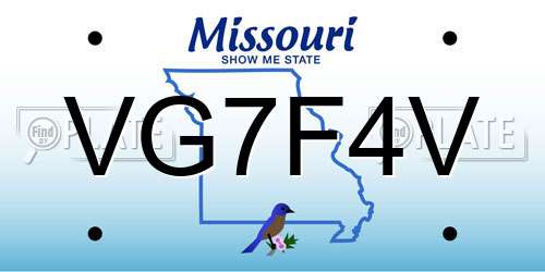 VG7F4V Missouri License Plate