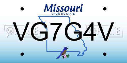 VG7G4V Missouri License Plate