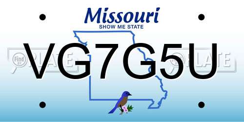 VG7G5U Missouri License Plate