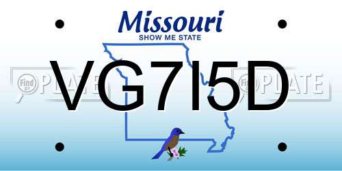 VG7I5D Missouri License Plate