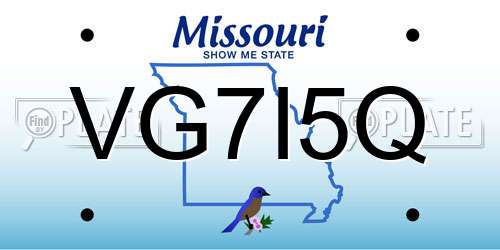 VG7I5Q Missouri License Plate