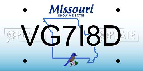 VG7I8D Missouri License Plate