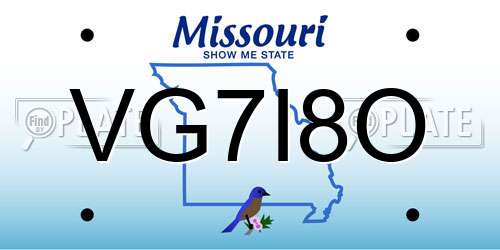 VG7I8O Missouri License Plate
