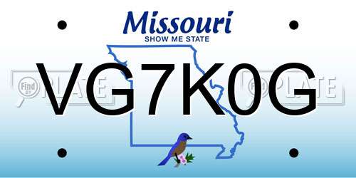 VG7K0G Missouri License Plate