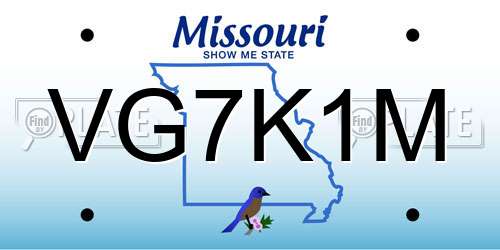 VG7K1M Missouri License Plate