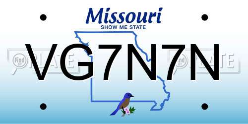 VG7N7N Missouri License Plate