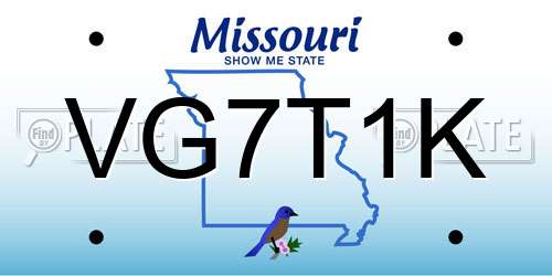 VG7T1K Missouri License Plate