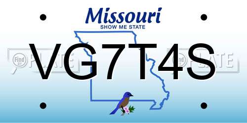 VG7T4S Missouri License Plate