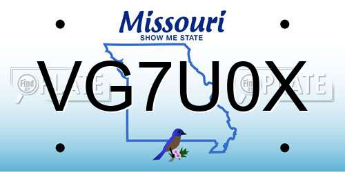VG7U0X Missouri License Plate
