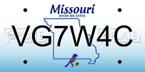 VG7W4C Missouri License Plate