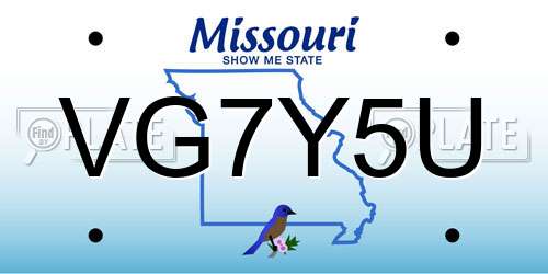 VG7Y5U Missouri License Plate