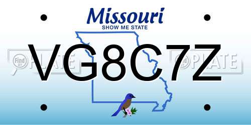VG8C7Z Missouri License Plate