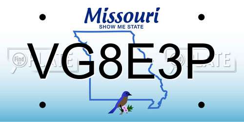 VG8E3P Missouri License Plate
