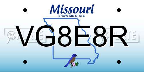 VG8E8R Missouri License Plate