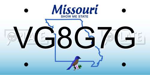 VG8G7G Missouri License Plate