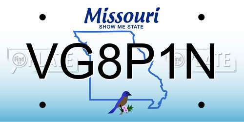 VG8P1N Missouri License Plate