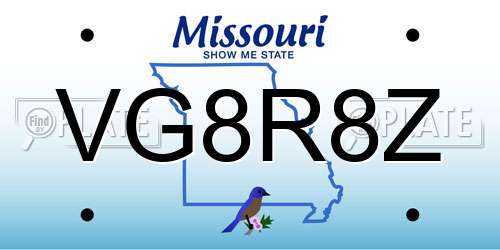 VG8R8Z Missouri License Plate