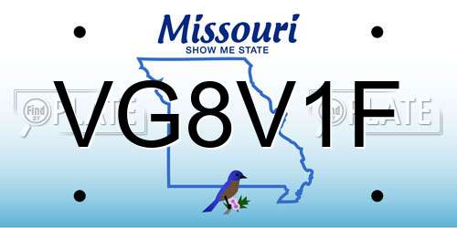 VG8V1F Missouri License Plate