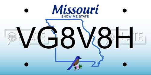 VG8V8H Missouri License Plate