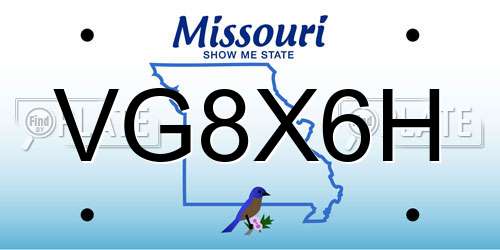 VG8X6H Missouri License Plate