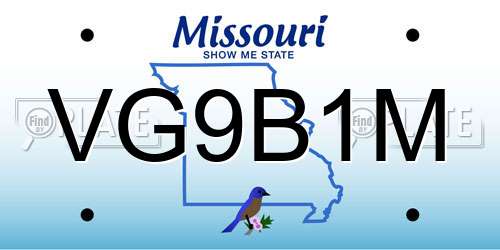 VG9B1M Missouri License Plate